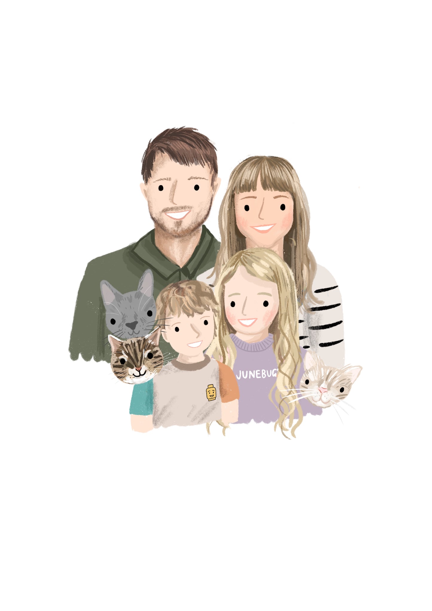 Contemporary styled Portrait Commissions, Custom Portrait Illustration, Paper Anniversary, Personalised Gift, Portrait, Couple Illustration