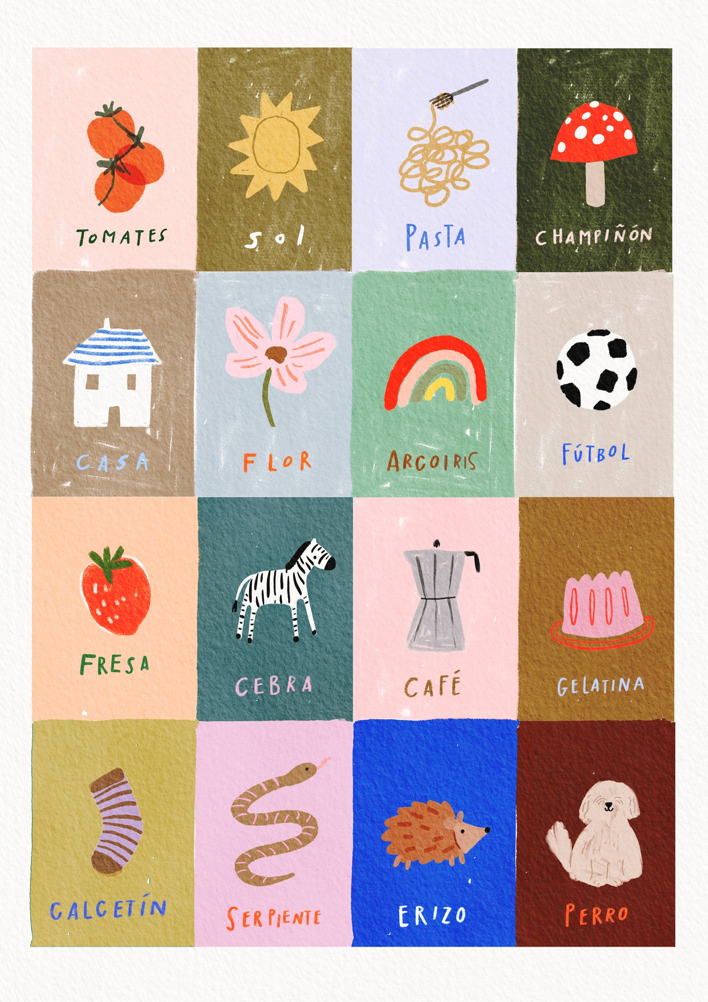 Spanish/English words nursery Print