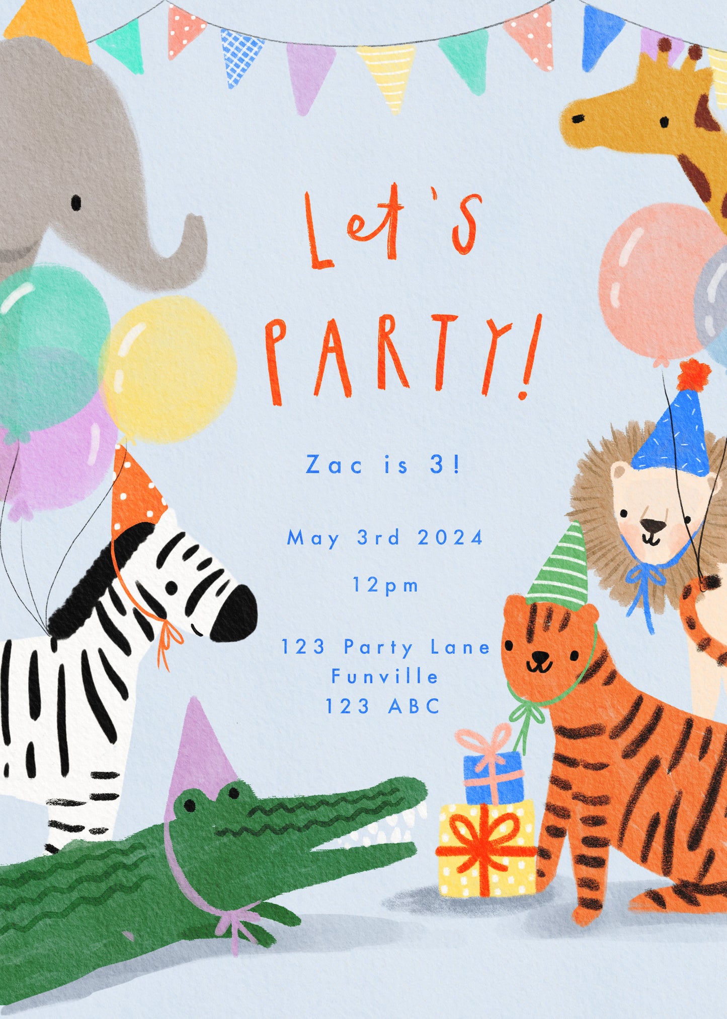 Children's Animal Birthday Party Digital Download