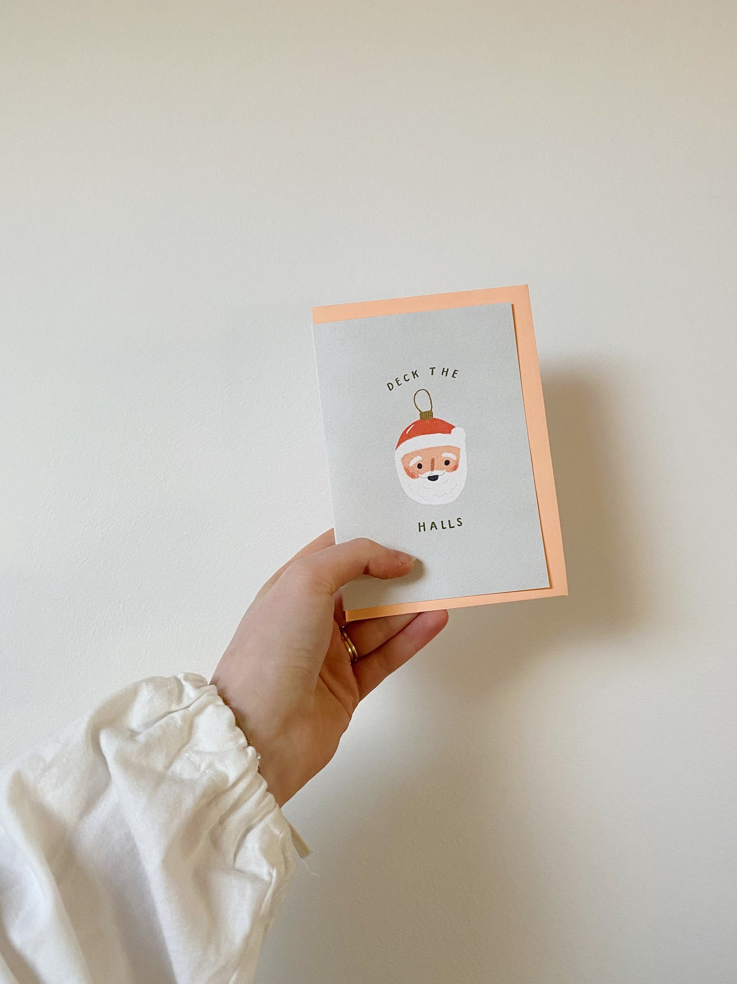 Christmas card, greetings card, Christmas tree, Santa Bauble
