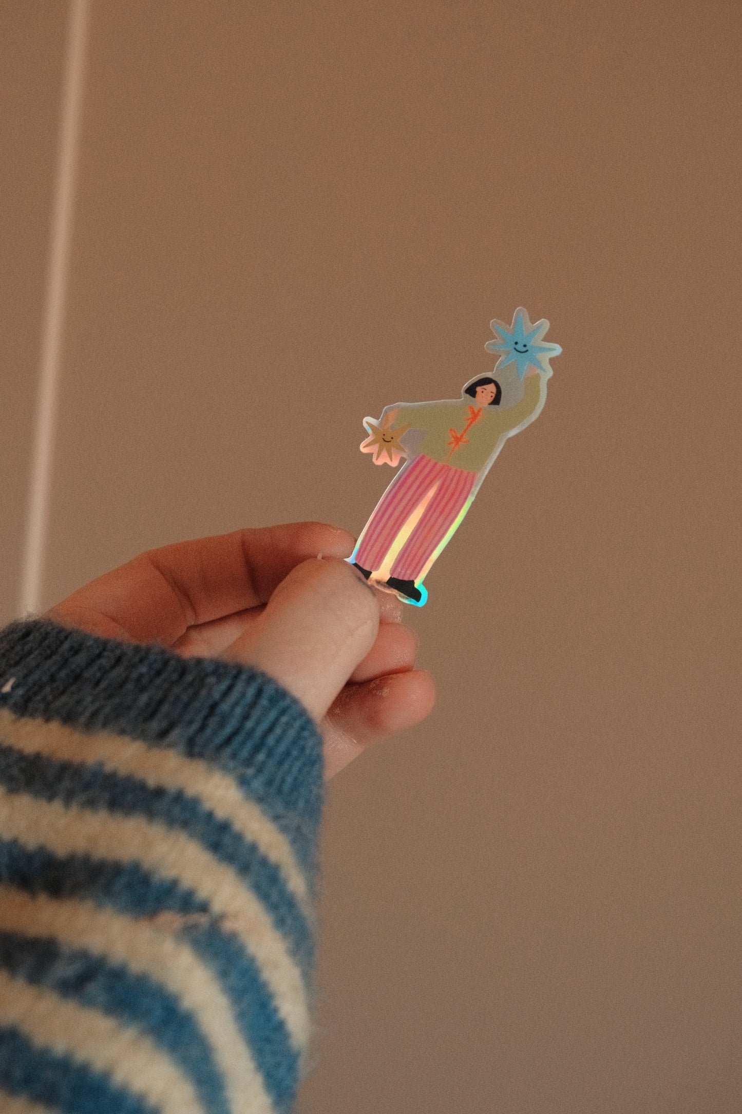 Holographic Girl with Stars Vinyl Sticker