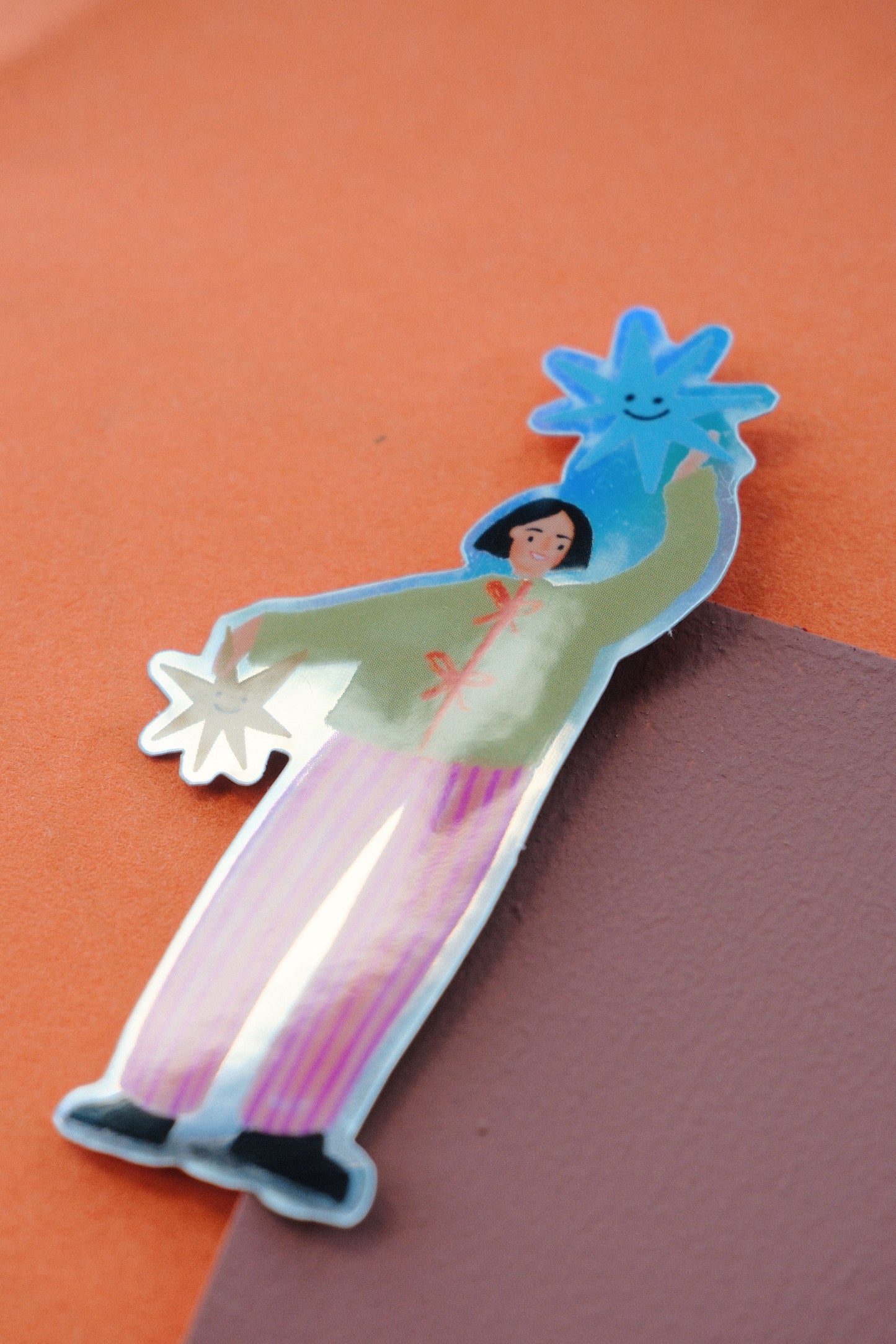 Holographic Girl with Stars Vinyl Sticker