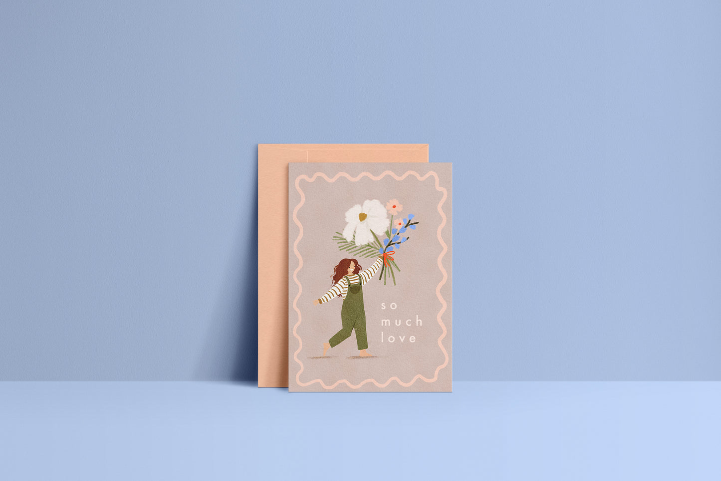 Girl and Flowers Love Card A6