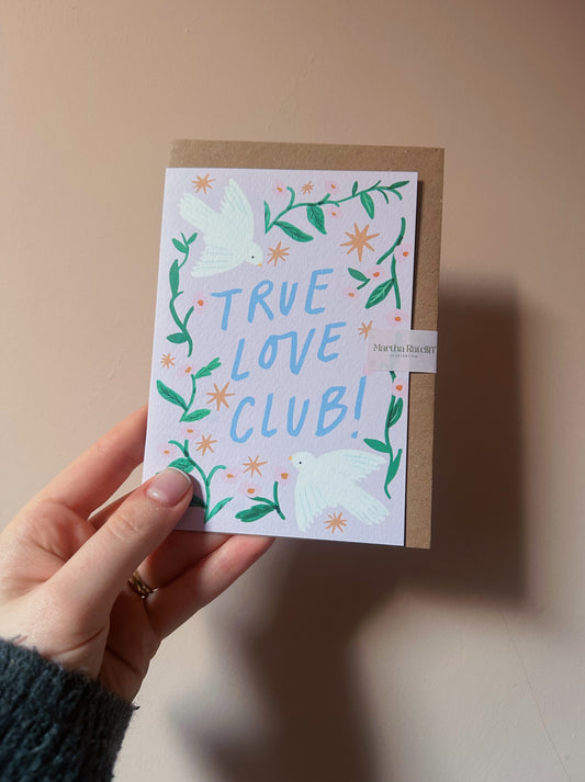 True Love Club A6 Card | Cute Greetings Lilac Thoughtful contemporary