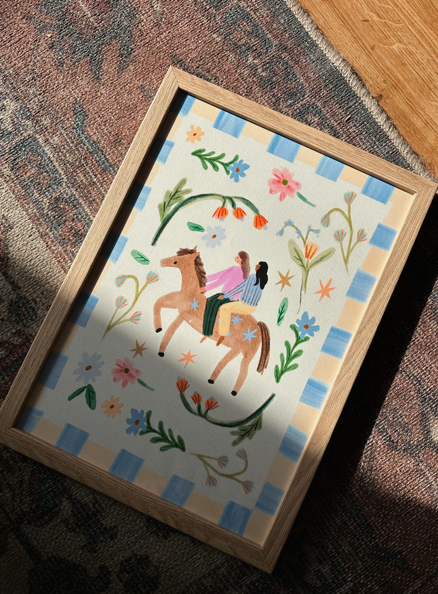 Girls on Horse Print