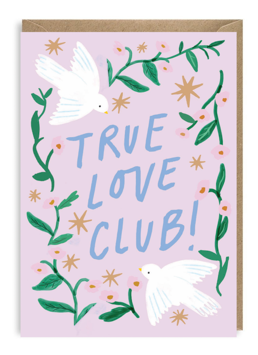 True Love Club A6 Card | Cute Greetings Lilac Thoughtful contemporary