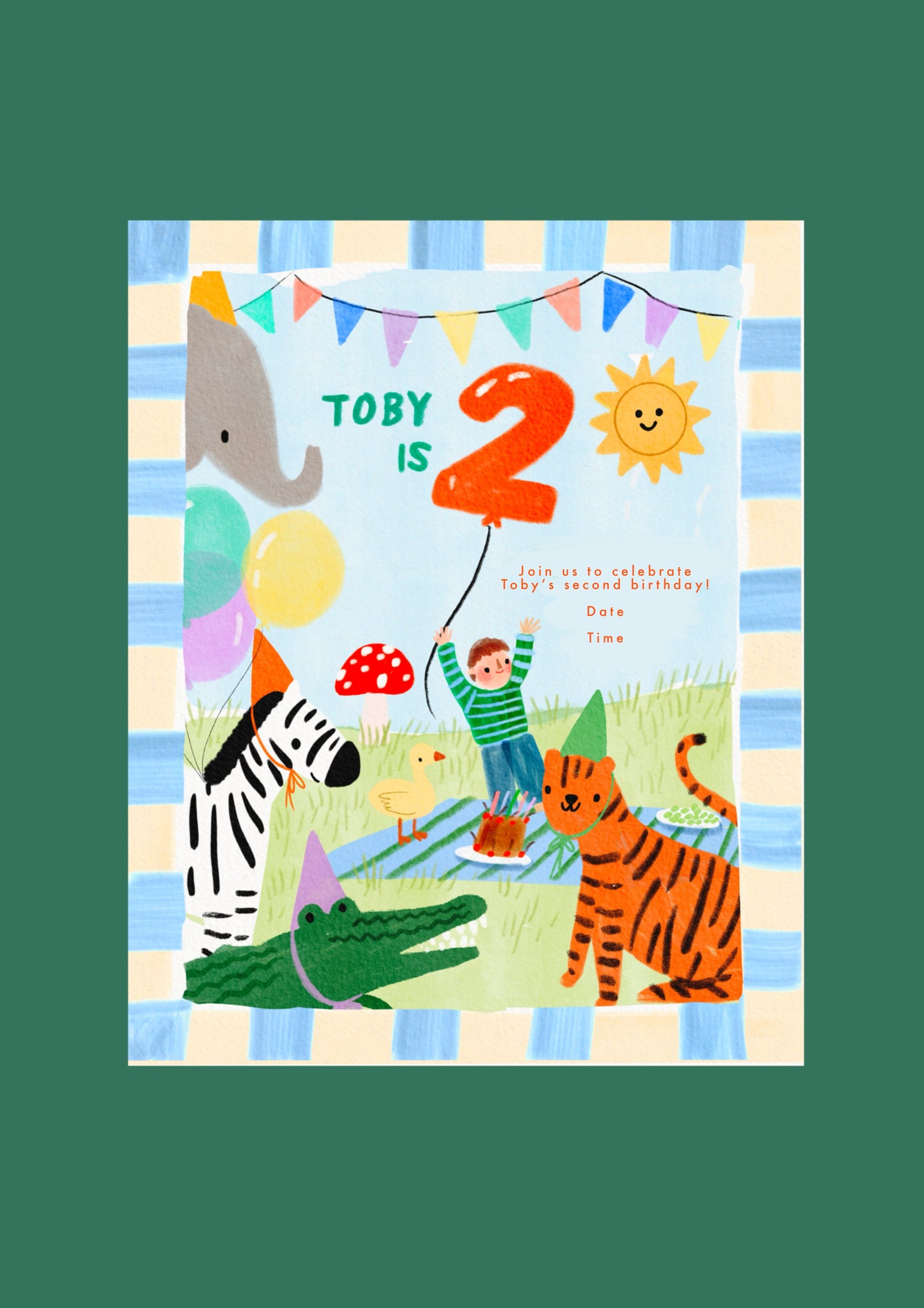 Baby's Birthday Party Digital Download - Animal picnic