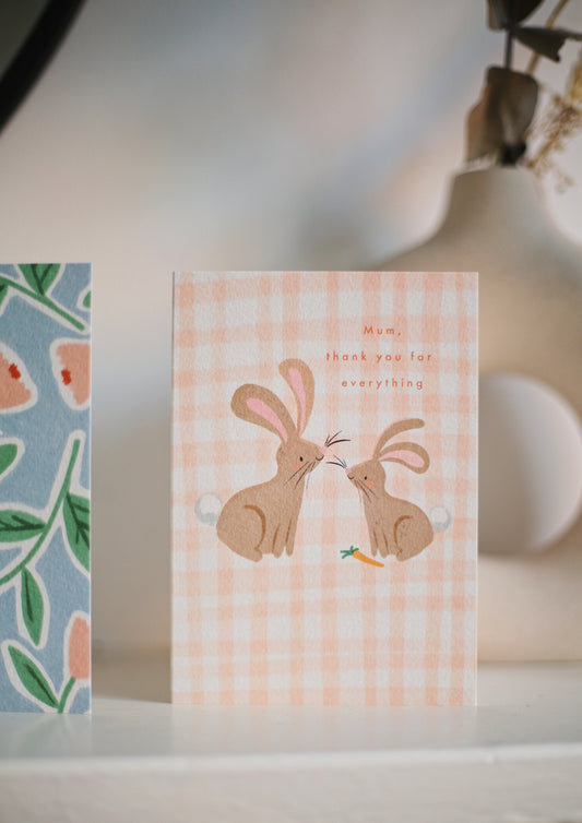 A6 'Mum, Thank you for Everything' Bunny Card