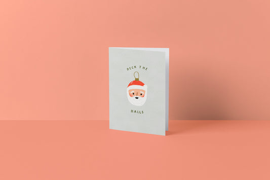 Christmas card, greetings card, Christmas tree, Santa Bauble
